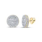 10kt Yellow Gold Baguette and Round Diamond Circle Earrings - 1 - 1/4 Cttw - Splendid Jewellery