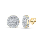 10kt Yellow Gold Baguette and Round Diamond Circle Earrings - 1 - 1/4 Cttw - Splendid Jewellery