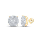 10kt Yellow Gold Baguette and Round Diamond Circle Earrings - 1 Cttw | Men's Sparkling Gold Jewelry - Splendid Jewellery