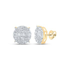 10kt Yellow Gold Baguette and Round Diamond Circle Earrings - 1 Cttw | Men's Sparkling Gold Jewelry - Splendid Jewellery
