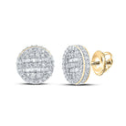 10kt Yellow Gold Baguette and Round Diamond Circle Earrings - 3/4 Cttw - Splendid Jewellery