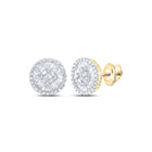 10kt Yellow Gold Baguette and Round Diamond Circle Earrings - 5/8 Cttw - Splendid Jewellery
