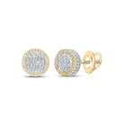 10kt Yellow Gold Baguette and Round Diamond Circle Earrings - 5/8 Cttw - Splendid Jewellery