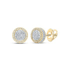 10kt Yellow Gold Baguette and Round Diamond Circle Earrings - 5/8 Cttw - Splendid Jewellery