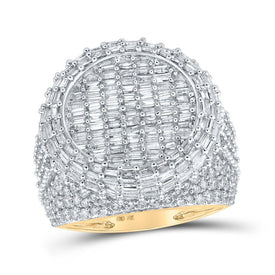 10kt Yellow Gold Baguette and Round Diamond Circle Men's Ring - 4 - 1/2 Ct.t.w. by Splendid Jewellery - Splendid Jewellery