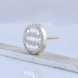 10kt Yellow Gold Baguette and Round Diamond Cluster Earrings - 1/3 Cttw - Splendid Jewellery