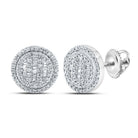 10kt Yellow Gold Baguette and Round Diamond Cluster Earrings for Men - 1/2 Cttw - Splendid Jewellery