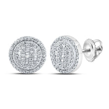 Load image into Gallery viewer, 10kt Yellow Gold Baguette and Round Diamond Cluster Earrings for Men - 1/2 Cttw - Splendid Jewellery