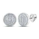 10kt Yellow Gold Baguette and Round Diamond Cluster Earrings for Men - 1/2 Cttw - Splendid Jewellery