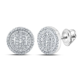10kt Yellow Gold Baguette and Round Diamond Cluster Earrings for Men - 1/2 Cttw - Splendid Jewellery
