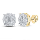10kt Yellow Gold Baguette and Round Diamond Cluster Earrings for Men - 5/8 Cttw - Splendid Jewellery