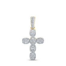 Load image into Gallery viewer, 10kt Yellow Gold Baguette and Round Diamond Cross Pendant - 1 - 1/3 Cttw - Splendid Jewellery
