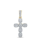 10kt Yellow Gold Baguette and Round Diamond Cross Pendant - 1 - 1/3 Cttw - Splendid Jewellery
