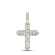 Load image into Gallery viewer, 10kt Yellow Gold Baguette and Round Diamond Cross Pendant - 1 - 3/4 Ct.t.w. - Splendid Jewellery