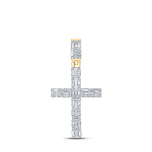Load image into Gallery viewer, 10kt Yellow Gold Baguette and Round Diamond Cross Pendant - 1 - 3/4 Cttw - Splendid Jewellery