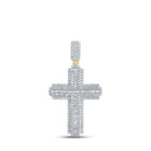 10kt Yellow Gold Baguette and Round Diamond Cross Pendant - 1 Carat Total Weight - Splendid Jewellery
