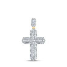 Load image into Gallery viewer, 10kt Yellow Gold Baguette and Round Diamond Cross Pendant - 1 Carat Total Weight - Splendid Jewellery