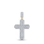 10kt Yellow Gold Baguette and Round Diamond Cross Pendant - 1 Carat Total Weight - Splendid Jewellery
