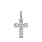 10kt Yellow Gold Baguette and Round Diamond Cross Pendant - 1 Cttw - Splendid Jewellery