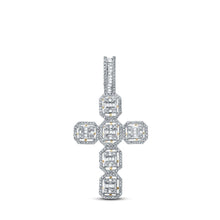 Load image into Gallery viewer, 10kt Yellow Gold Baguette and Round Diamond Cross Pendant - 1 Cttw - Splendid Jewellery