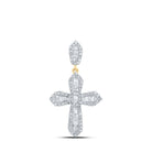 10kt Yellow Gold Baguette and Round Diamond Cross Pendant - 1/2 Ct.t.w. - Splendid Jewellery