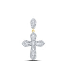 10kt Yellow Gold Baguette and Round Diamond Cross Pendant - 1/2 Ct.t.w. - Splendid Jewellery