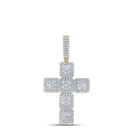 10kt Yellow Gold Baguette and Round Diamond Cross Pendant - 2 - 5/8 Cttw - Splendid Jewellery
