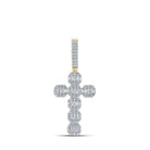 10kt Yellow Gold Baguette and Round Diamond Cross Pendant - 2 Cttw - Splendid Jewellery