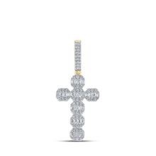 Load image into Gallery viewer, 10kt Yellow Gold Baguette and Round Diamond Cross Pendant - 2 Cttw - Splendid Jewellery