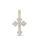 10kt Yellow Gold Baguette and Round Diamond Cross Pendant - 2 Ct.t.w. - Splendid Jewellery