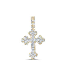 Load image into Gallery viewer, 10kt Yellow Gold Baguette and Round Diamond Cross Pendant - 2 Ct.t.w. - Splendid Jewellery