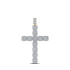 10kt Yellow Gold Baguette and Round Diamond Cross Pendant - 3 - 1/3 Cttw - Splendid Jewellery