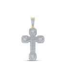 10kt Yellow Gold Baguette and Round Diamond Cross Pendant - 3 Cttw - Splendid Jewellery