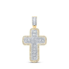 10kt Yellow Gold Baguette and Round Diamond Cross Pendant - 3/4 Ct.t.w. - Splendid Jewellery