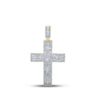 10kt Yellow Gold Baguette and Round Diamond Cross Pendant - 7/8 Ct.t.w. - Splendid Jewellery