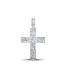 Load image into Gallery viewer, 10kt Yellow Gold Baguette and Round Diamond Cross Pendant - 7/8 Ct.t.w. - Splendid Jewellery