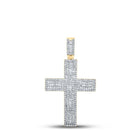 10kt Yellow Gold Baguette and Round Diamond Cross Pendant - 7/8 Ct.t.w. - Splendid Jewellery