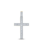 10kt Yellow Gold Baguette and Round Diamond Cross Pendant for Men - 2 - 1/2 Cttw - Splendid Jewellery