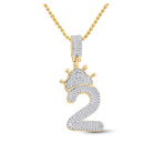 10kt Yellow Gold Baguette and Round Diamond Crown Charm Pendant for Men - 3/4 Cttw - Splendid Jewellery