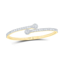Load image into Gallery viewer, 10kt Yellow Gold Baguette and Round Diamond Cuff Bangle - 1 - 5/8 Cttw - Splendid Jewellery