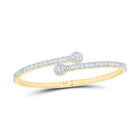 10kt Yellow Gold Baguette and Round Diamond Cuff Bangle - 1 - 5/8 Cttw - Splendid Jewellery