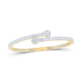 10kt Yellow Gold Baguette and Round Diamond Cuff Bangle Bracelet - 2 - 5/8 Cttw - Splendid Jewellery