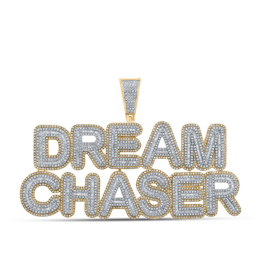 10kt Yellow Gold Baguette and Round Diamond Dream Chaser Charm Pendant - 6 - 3/4 Cttw - Splendid Jewellery
