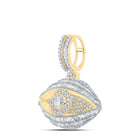 10kt Yellow Gold Baguette and Round Diamond Eye Charm Pendant - 3 Cttw - Splendid Jewellery