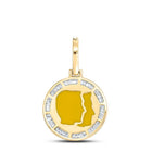10kt Yellow Gold Baguette and Round Diamond Gemini Sign Charm Pendant for Men - 1/2 Cttw - Splendid Jewellery