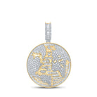 10kt Yellow Gold Baguette and Round Diamond Globe Charm Pendant - 7 - 3/4 Ct.t.w. - Splendid Jewellery