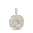 10kt Yellow Gold Baguette and Round Diamond Globe Charm Pendant - 7 - 3/4 Ct.t.w. - Splendid Jewellery