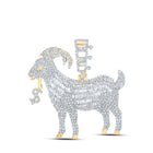 10kt Yellow Gold Baguette and Round Diamond Goat Dollar Sign Charm Pendant - 3 - 1/3 Cttw - Splendid Jewellery