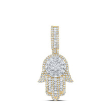 Load image into Gallery viewer, 10kt Yellow Gold Baguette and Round Diamond Hamsa Charm Pendant - 1 - 5/8 Cttw - Splendid Jewellery