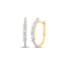 Load image into Gallery viewer, 10kt Yellow Gold Baguette and Round Diamond Hoop Earrings - Splendid Jewellery